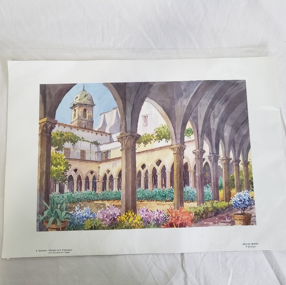 Italy Watercolor Print Sorrento Chiostro Francesco